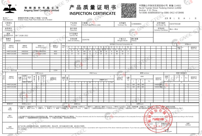 NM500 Wear Resistant Steel Plate NM500 Wear Resistant Steel Plate